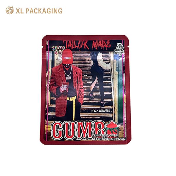 Custom Heat Sealing Mylar Foil Zip Top Paper Sticker Reusable Storage Bags
