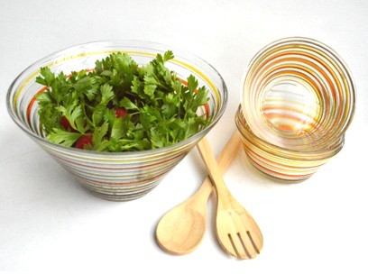 glass salad bowl set