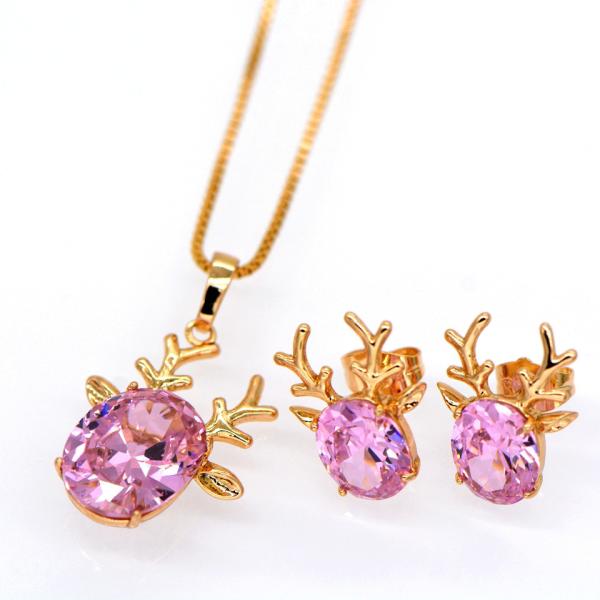Vintage jewelry Pendants Necklaces Earrings Set For Women 18K Real Gold Plated
