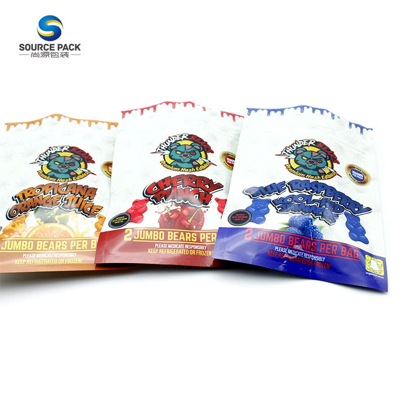 CBD Gummies Packaging Mylar Bags Smell Proof Customized Weed Zipper Pack (КБД Гуми), упаковка, в которой содержатся милярные пакеты, без запаха