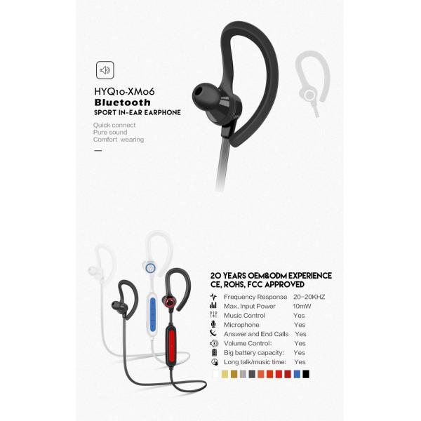 USB BT5.0 TPE Cable Sports Bluetooth Earphones Customized Logo Earhook