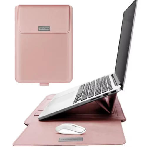 Laudtec Custom Logo 13inch Magnetic Folded Pu Leather Laptop Sleeve Multifunctional Stand Cover Portable Tablet Case Bag