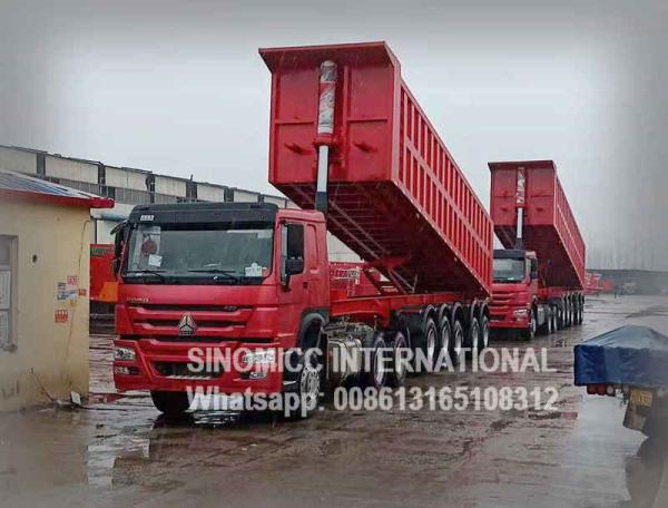 45m3 bulk heavy duty tipper trailer , 5 axle dumper trailer with 13R22.5 Tyre, Sinomicc brand semi dump trailer
