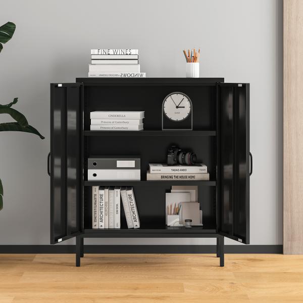 Modern Ultra-Thin Metal Sideboard Buffet Cabinet With 2 Steel Doors Dining Room Furniture for Home Use Living Bedroom Storage