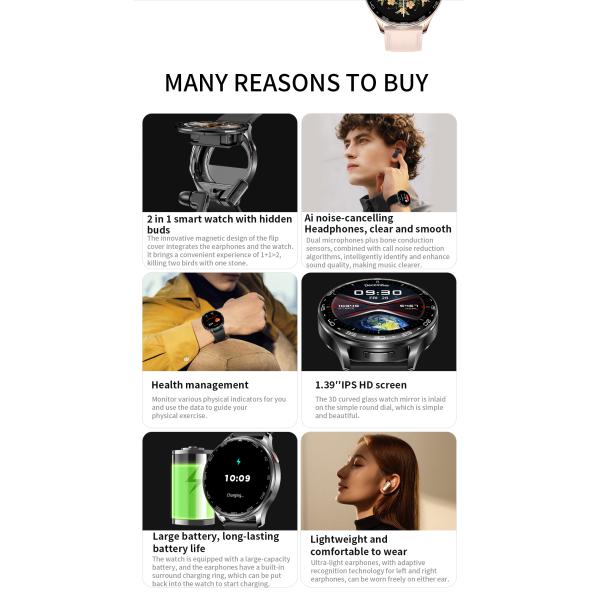 Stay Connected TWS Smart Watch Wireless Earbuds Bluetooth Earphone Smartwatch