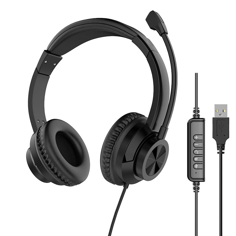 JTY-1036 Wired Call Center Headset with Adjustable Microphone, USB Type‑C 3.5mm Multi‑Interface Over‑Ear Headphone, Volume & Mute Control for Office Customer Service Online Class