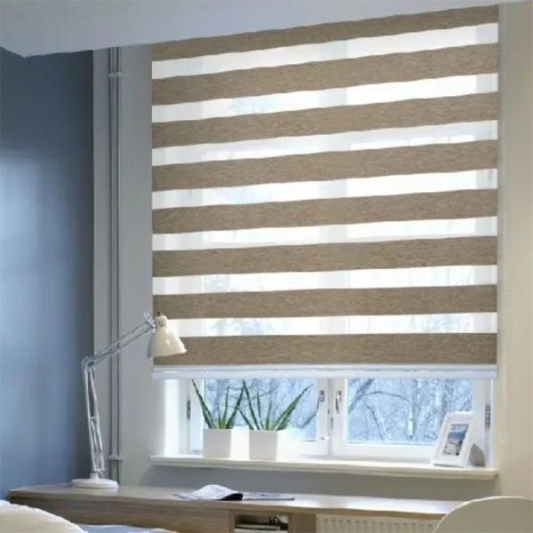 Estilo de Design Contemporâneo Motorizado Blinds de Poliéster Zebra para Indoor / Outdoor