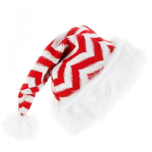 Custom Knitted Wool Santa Hat Christmas Plush Striped Hat Holiday Decorations