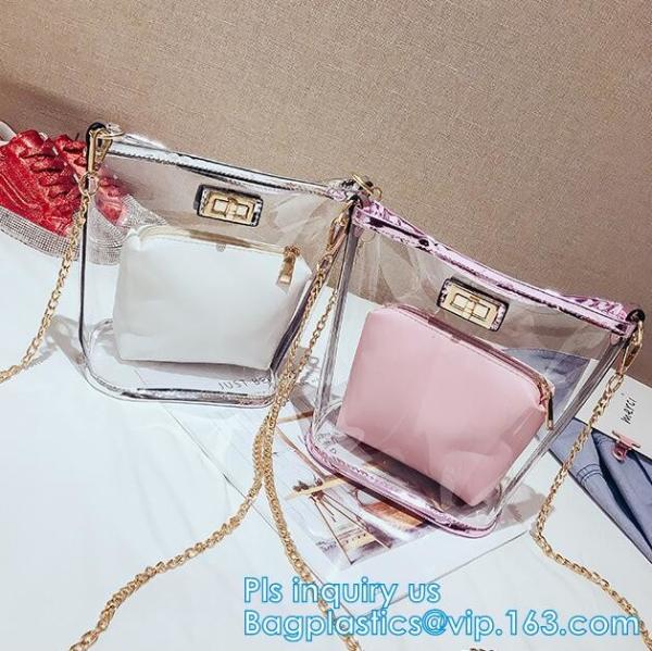 Gift bag clear shopping bag custom PVC plastic shopping bag, shiny pvc handle shopping hand bag clear tote bags ladies h