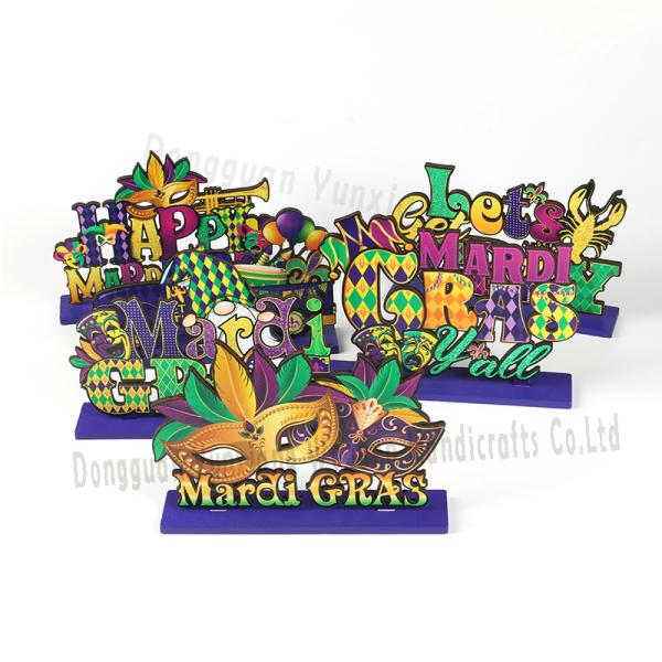 Natural Large Mardi Gras Wooden Decorations with Comedy Tragedy Face Mardi Gras Float Mask Table Decor for Mardi Gras Party Prom Supplies