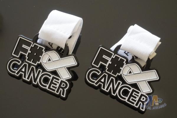 Cancer Aids Logo Custom Soft Enamel Medals Spray Black Plating And With Printing Ribbon
