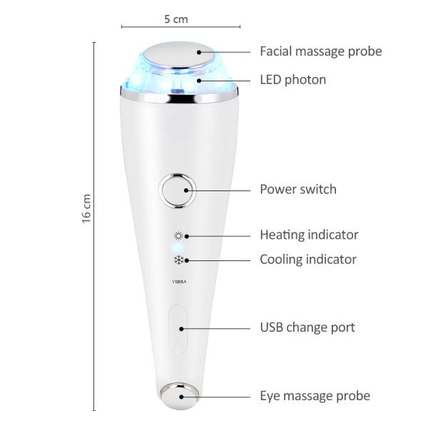 Hot Cold Hammer LED Light Photon Skin Tightening Massager Beauty Device