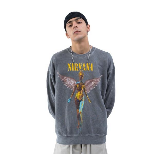 Men'S Acid Wash Jumper Cotton Plain Custom Crewneck Sweatshirt 3d Full Printed