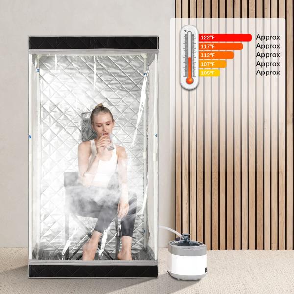 Full View Black Waterproof Cloth Portable Steam Sauna With 4L Water Capacity