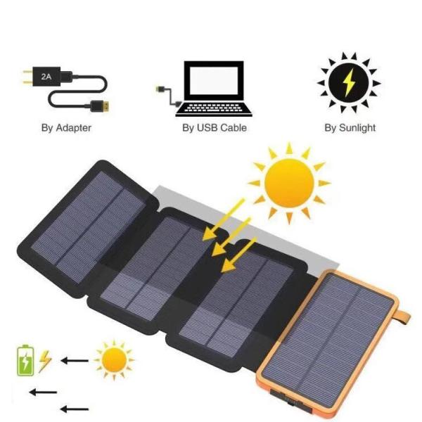Wholesale 30000mah Solar Panel Portable Powerbank Foldable Power Bank Solar Charger Waterproof External Battery Power Bank