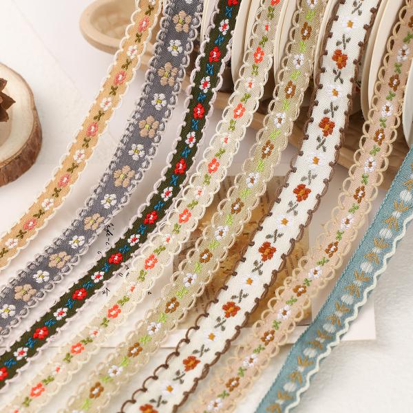15 мм * 50y Пасторальная цветовая хлопчатовая лента Пекарня Торт лента Бук DIY Материал Декорация лента Цветочный букет Упаковка