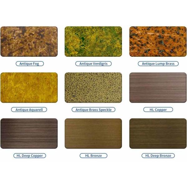 Высококачественная настройка 304 старинный латунь пятнистый листок из нержавеющей стали для художественного архитектурного декора стены