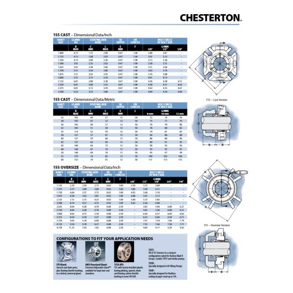 Steel EPDM FEPM chesterton Type 155 pump seals 316SS single mechanical seal