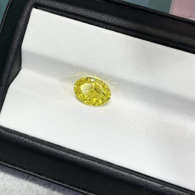 O carbono laboratório fraco oval de 1 quilate criou os diamantes amarelos IGI