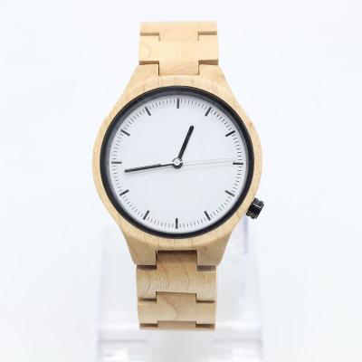 Quartz Maple Wooden Wrist Watch , Female Wooden Watches Light Yellow