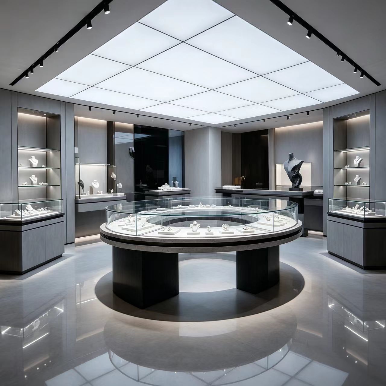 Tempered Safety Glass Wall Mounted Display Case with 50kg Per Shelf Capacity and 360° Panoramic Display