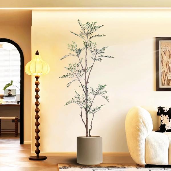 Wholesale Bonsai Red Green Variegated Artificial Plant Nandina Greenery Silk Heavenly Bamboo For Garden Outdoor Decor