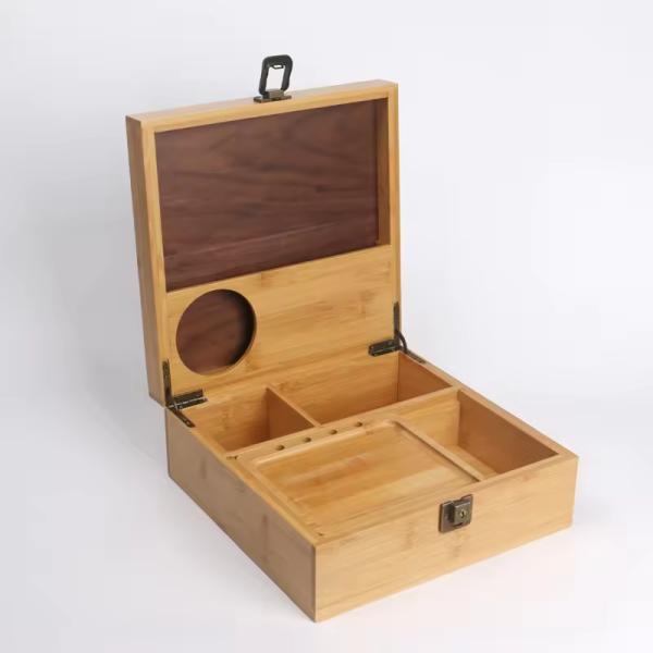 Caja de almacenamiento rectangular de bambú personalizada Caja de relojes de madera