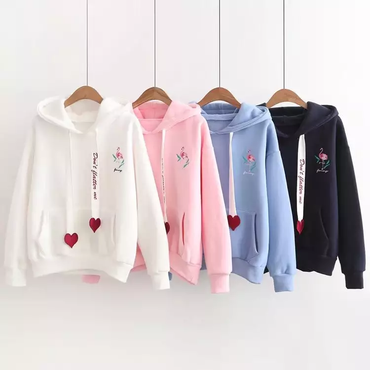 Knitted Fabric Women'S Oversized Pullover Hoodies Embroidered Custom