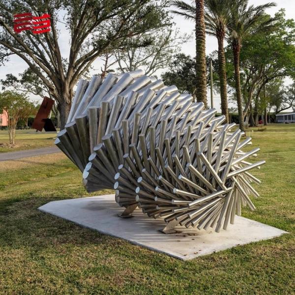 Custom Printing Metal Sculpture Blue Stainless Steel Outdoor Winding Water Pipe Structure