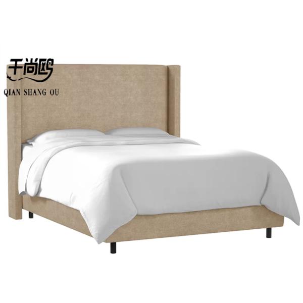 Low Key Tall Upholstered Bed 4ft 5ft 6ft With Wing Panel