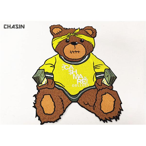 Custom Iron - On Backing Bear Logo Clothing Embroidery Patches Large Size