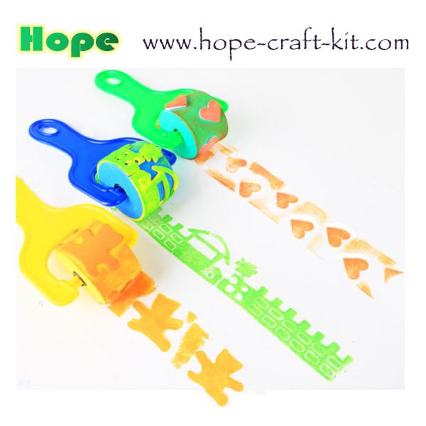 Kids DIY Hobby Acrylic Watercolor Painting Art Craft Plastic Handle Foam Paint Roller mini Sponge stamp roller brush
