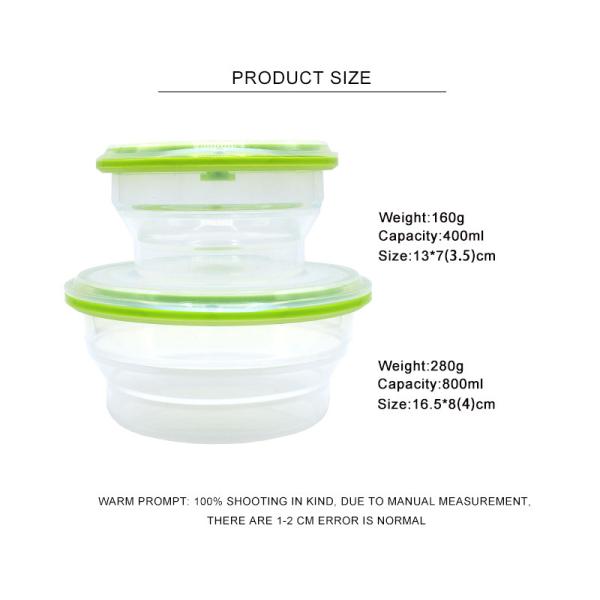 BPA Free Silicone Airtight Collapsible Food Storage Container 400ML