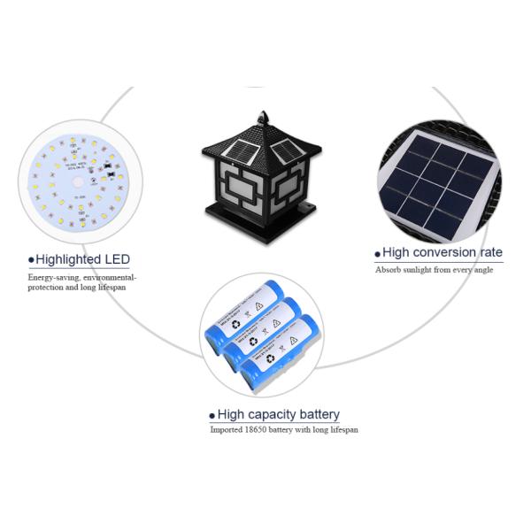 5W Outdoor Yard Light Fixtures Solar Pillar High Brightness Decorative Garden Lights