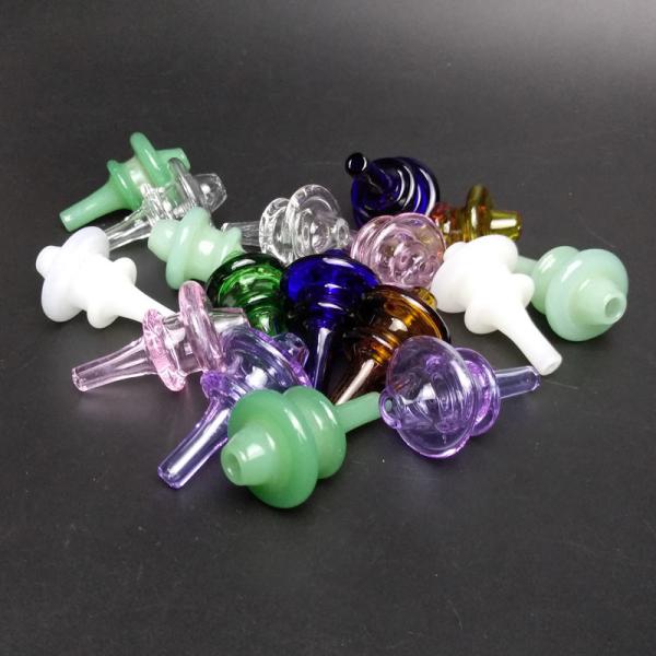 Small Bubble Carb Cap With Hole , Glass Carb Cap For Quartz Nail Dab Rigs