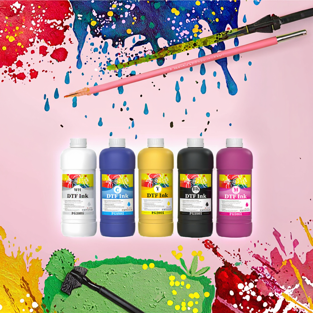 FCOLOR Water Based Bulk Pigment DTF Ink 1000ML for DTF Printers DTG Textile Printing Bright Color No Clog