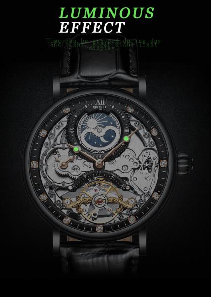 KINYUED Tourbillon  mechanical movement  waterproof wrist watches one year warranty