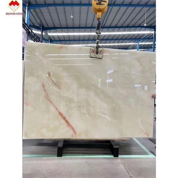 Backlit Royal White Onyx Marble Slab for Customizable Table Countertop and Wall Panel