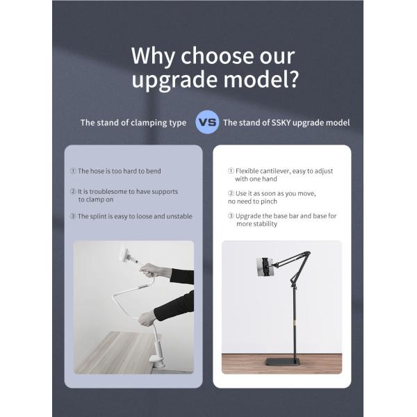 180cm Aluminum Phone Stand Holder 360 Degree Adjustable
