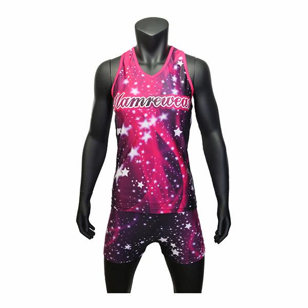 Nice Design Purple Color Cheer Dance Clothes Tank And Shorts  XXS To XXXL