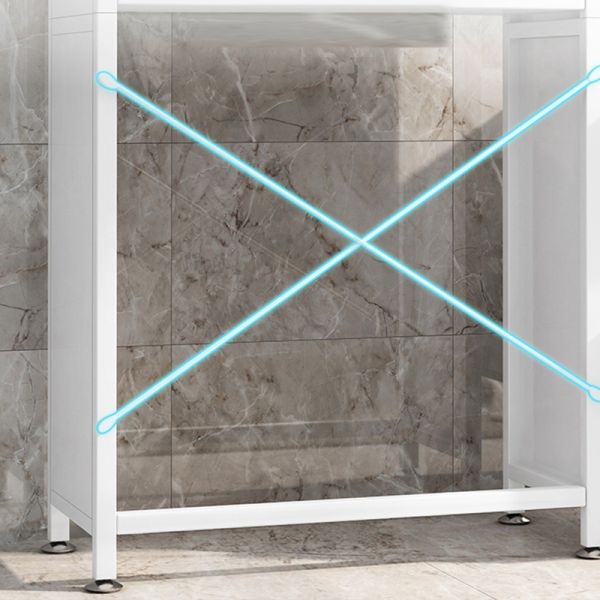 With Cabinet Door  Bathroom Cabinet Foldable Washing Machine Organiser Storage Rack Metal Above Shelf Over the Toilet Rack