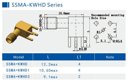 Gold-coated brass Jack Mini SMA Through Hole PCB Solder 90-degree Angle SSMA RF Connectors 18GHz 50ohm