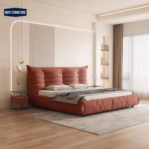 MOYI King Wooden for Room Set Furniture Leather Upholstered Velvet Queen Luxury Velvet Full Size Platform king Bed