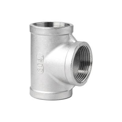 Female End 304L Stainless Steel Screwed Pipe Fittings Screwed Pipe Fittings Threaded Equal Tee