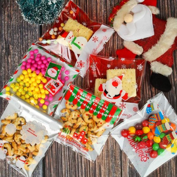 PE SELF ADHESIVE CLEAR CHRISTMAS CELLOPHANE TREAT BAGS FOR PACKAGING CANDY OR COOKIE
