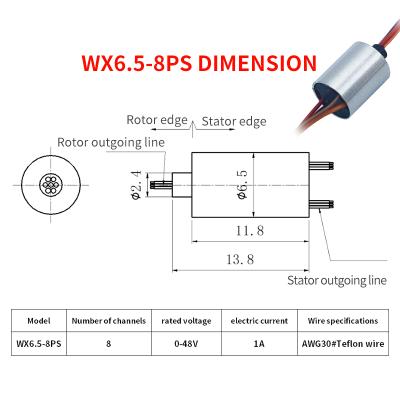 Anillo Colector Miniatura de 8 Vías 1A OD 6.5mm Carcasa de Aleación de Aluminio Baja Resistencia Para Estabilizador