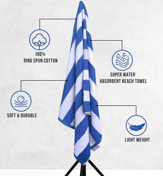 Breathable Soft Personalized Pool Towels Striped Beach Towels