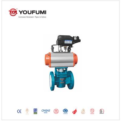 Pneumatic PFA Lined Plug Valve DIN Standard Casting material With Light Torque