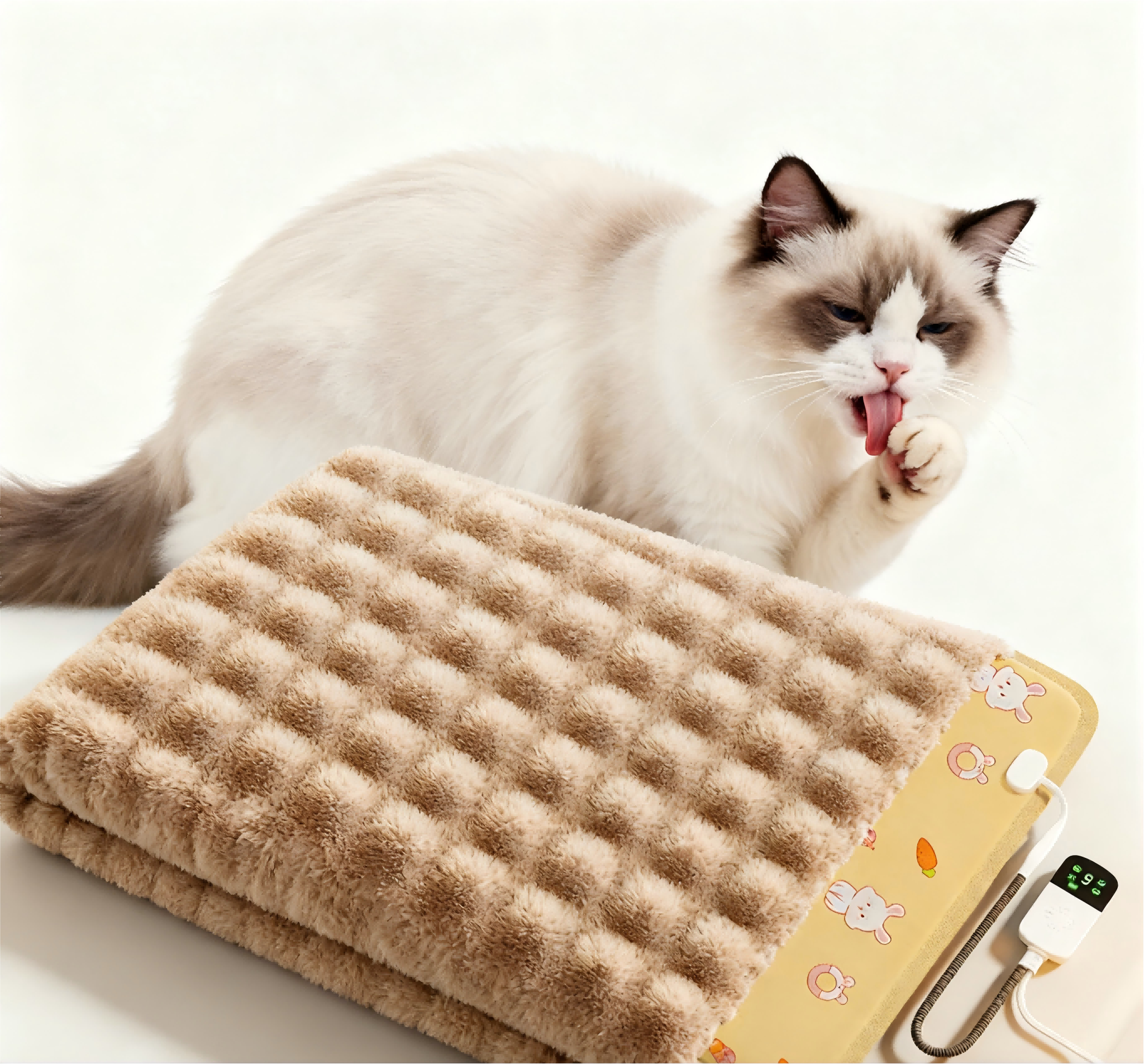 Safe Smart Pet Heating Blanket with Temperature Control Removable Washable Soft for Cats