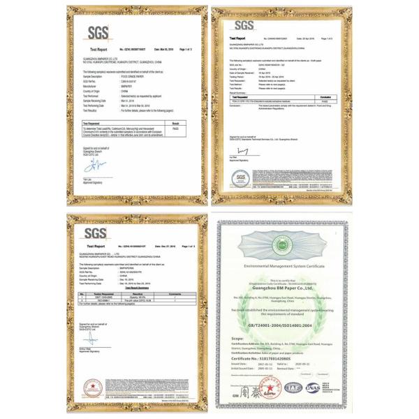 Papel de categoría alimenticia UE modificada para requisitos particulares color del rollo del papel de categoría alimenticia y papel de paja certificado FDA bio - degradación